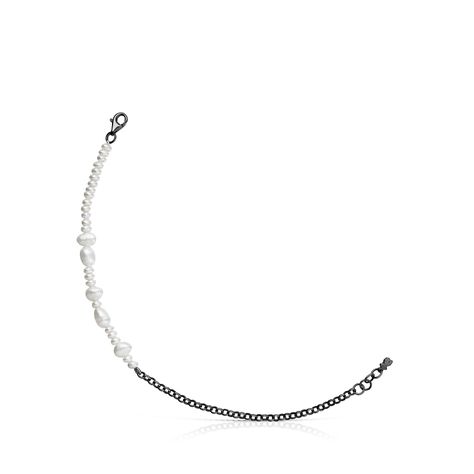 Pulsera de plata dark silver y perlas Virtual Garden Tous-0