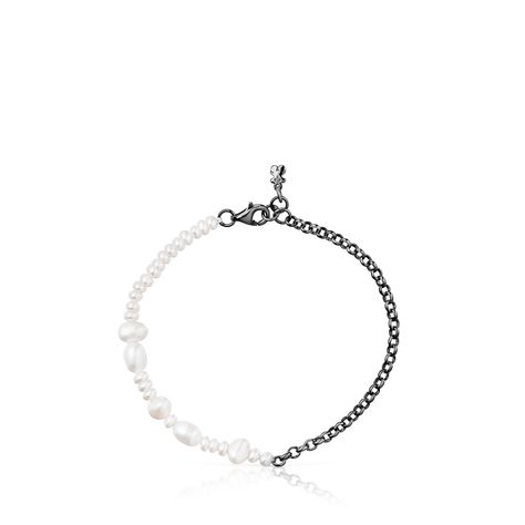 Pulsera de plata dark silver y perlas Virtual Garden Tous-1