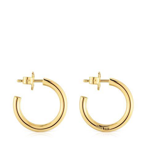 Aros cortos con baño de oro 18 kt sobre plata 20 mm Basicos-1