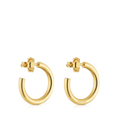 Aros cortos con baño de oro 18 kt sobre plata 20 mm Basicos-2