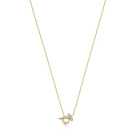 Collar corto oso de oro y diamantes I-Bear-0