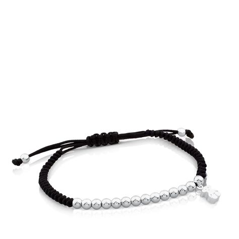Pulsera Tous Hiper Micro de Plata y Cordón en color negro-0