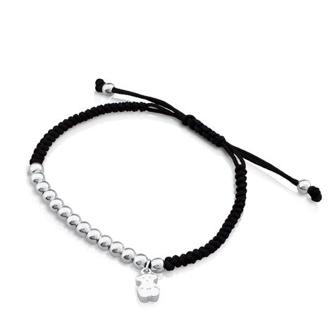 Pulsera Tous Hiper Micro de Plata y Cordón en color negro-1