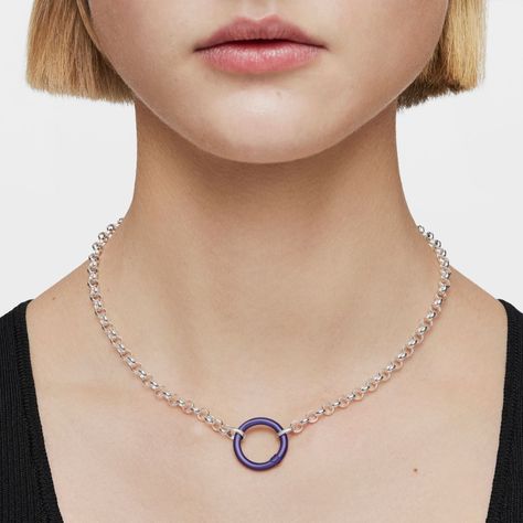 Anilla mediana de plata en color morado Hold-6