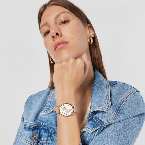Reloj analógico Dai XL con correa de piel Kaos rosa Tous-3