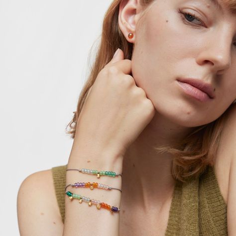 Pulsera de cordón, motivo corazón de oro-5