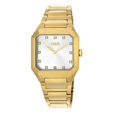 Reloj analógico brazalete de acero IPG dorado Karat Squared-0
