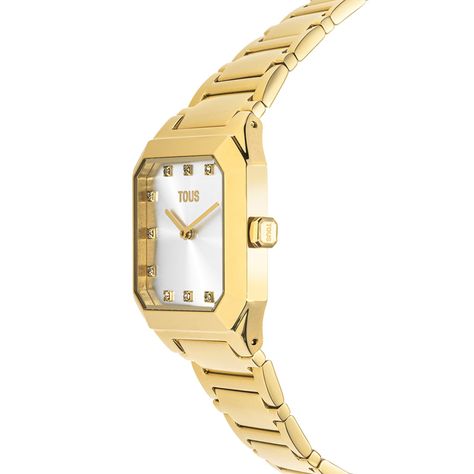 Reloj analógico brazalete de acero IPG dorado Karat Squared-1