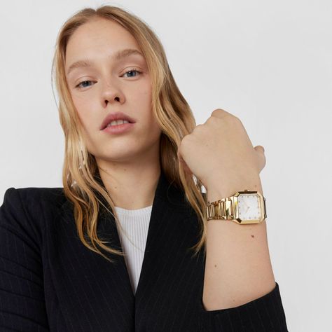 Reloj analógico brazalete de acero IPG dorado Karat Squared-3