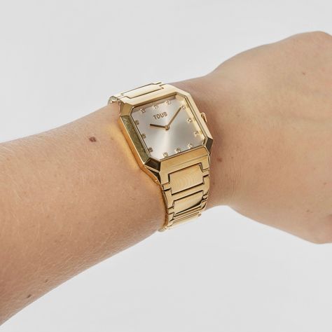 Reloj analógico brazalete de acero IPG dorado Karat Squared-5