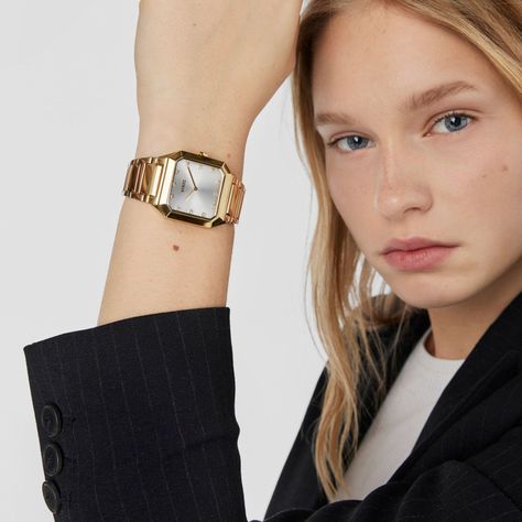 Reloj analógico brazalete de acero IPG dorado Karat Squared-6