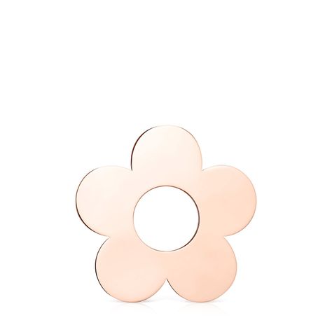 Colgante grande Hold Metal flor de Plata Vermeil rosa Tous-0