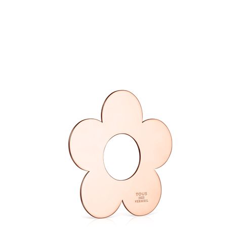 Colgante grande Hold Metal flor de Plata Vermeil rosa Tous-1