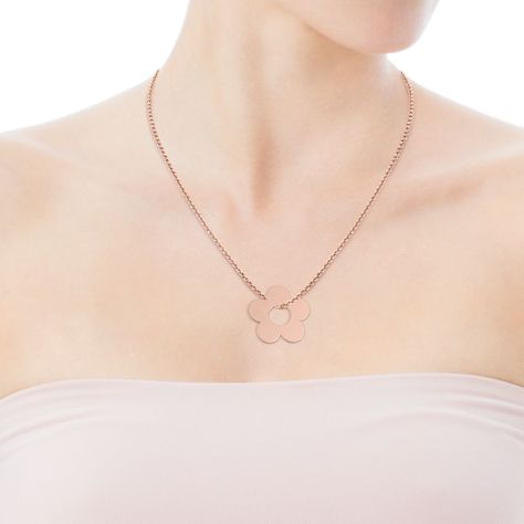 Colgante grande Hold Metal flor de Plata Vermeil rosa Tous-3
