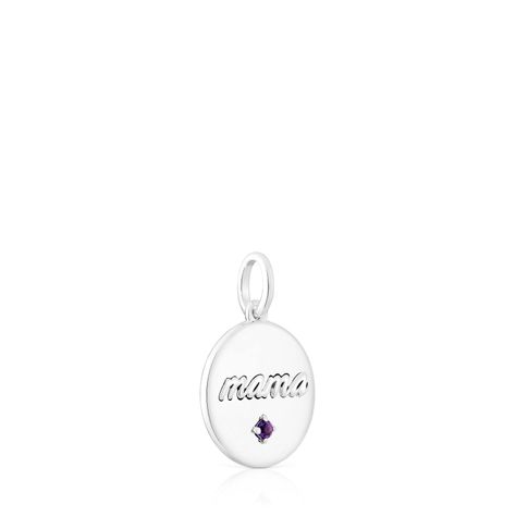 Colgante medalla Mama de plata y amatista TOUS Mama-1