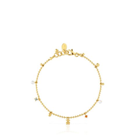 Pulsera con baño de oro perlas cultivadas y gemas TOUS Grain-1