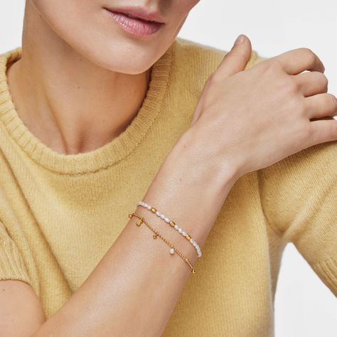 Pulsera con baño de oro perlas cultivadas y gemas TOUS Grain-3