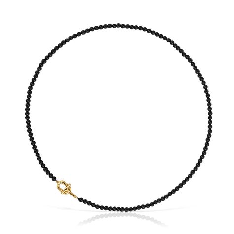 Collar con baño de oro sobre plata y ónix 43 cm Manifesto-0