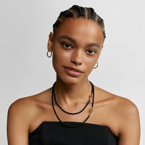 Collar con baño de oro sobre plata y ónix 43 cm Manifesto-6