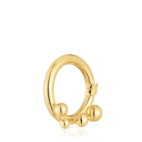 Anilla mediana con baño de oro 18 kt sobre plata y detalles Hold-1
