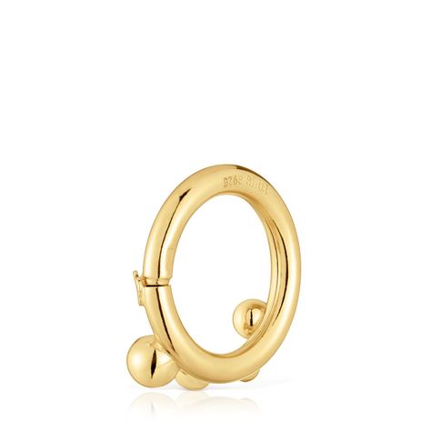 Anilla mediana con baño de oro 18 kt sobre plata y detalles Hold-2