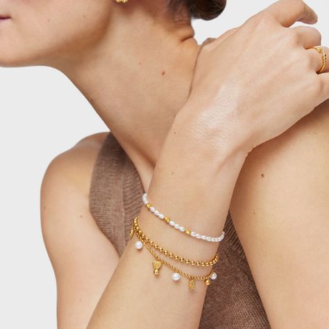 Pulsera cadena con baño de oro de 18 kt sobre plata-3