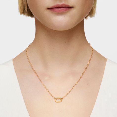 Collar corto con baño de oro 18 kt sobre plata Hold Oval-4