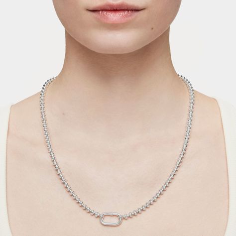 Collar corto de plata con motivos bola 51,5 cm Hold Oval-3