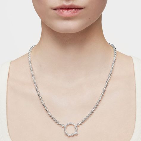 Collar corto de plata con motivos bola 51,5 cm Hold Oval-4