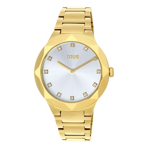 Reloj analógico con brazalete de acero dorado Karat Round-0