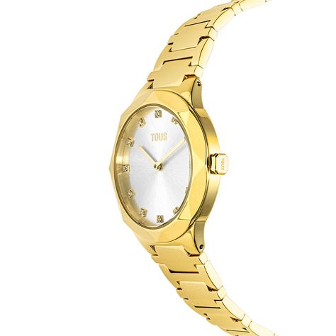 Reloj analógico con brazalete de acero dorado Karat Round-1