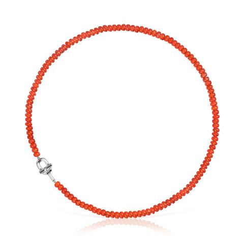 Collar de plata y calcedonia tratada naranja TOUS MANIFESTO-0
