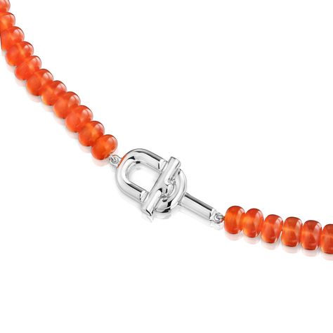Collar de plata y calcedonia tratada naranja TOUS MANIFESTO-1