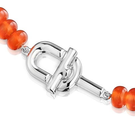 Collar de plata y calcedonia tratada naranja TOUS MANIFESTO-2