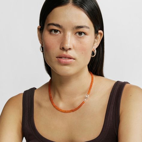 Collar de plata y calcedonia tratada naranja TOUS MANIFESTO-5