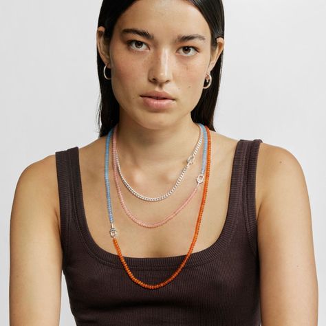 Collar de plata y calcedonia tratada naranja TOUS MANIFESTO-6