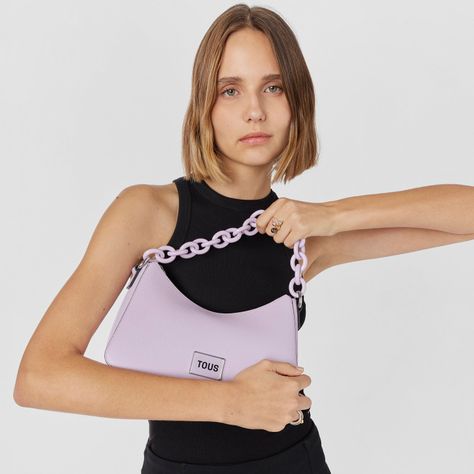 Bolso Bandolera baguette malva TOUS Sylvia-4