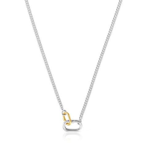 Collar corto de plata con anillas bicolor Hold Oval-0