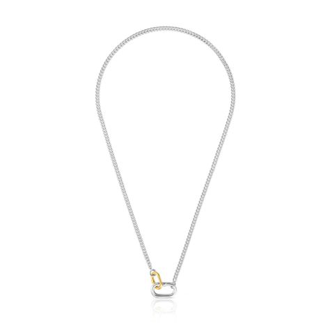 Collar corto de plata con anillas bicolor Hold Oval-1