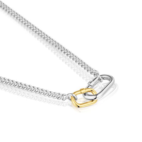Collar corto de plata con anillas bicolor Hold Oval-2