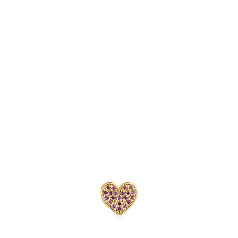 Charm TOUS 1950 corazón con baño de oro 18 kt sobre plata y rodolitas-0