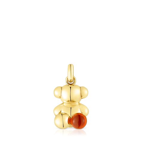 Colgante oso de plata vermeil y cornalina Boss Bear Tous-0