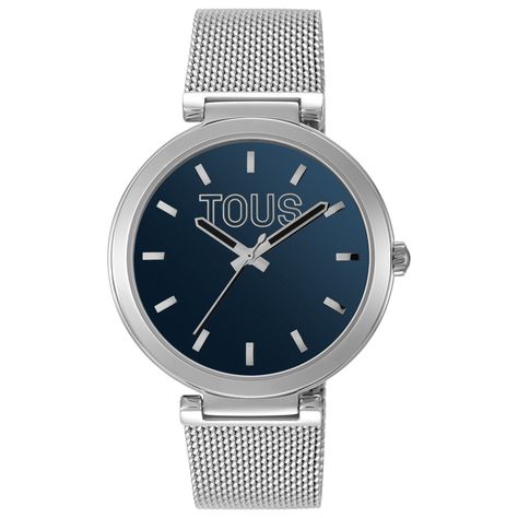 Reloj analógico con esfera azul y brazalete de acero S-Mesh Mirror-0