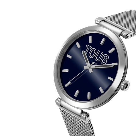 Reloj analógico con esfera azul y brazalete de acero S-Mesh Mirror-1