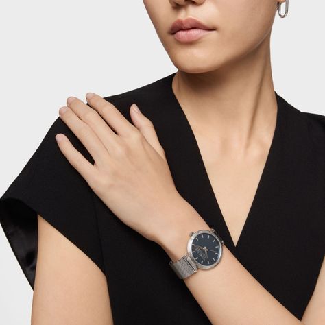 Reloj analógico con esfera azul y brazalete de acero S-Mesh Mirror-3
