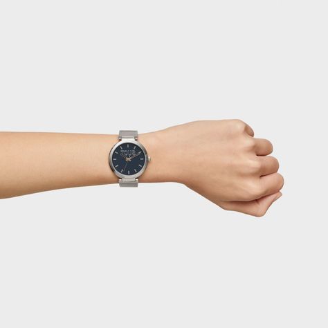 Reloj analógico con esfera azul y brazalete de acero S-Mesh Mirror-7