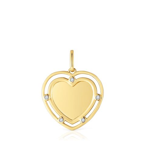 Colgante corazón con baño de oro 18 kt sobre plata y topacios Medallions-0