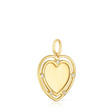 Colgante corazón con baño de oro 18 kt sobre plata y topacios Medallions-1