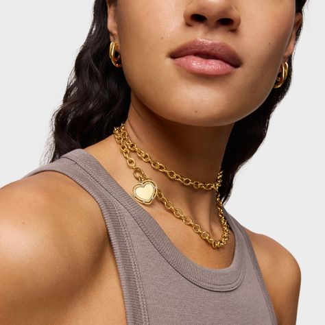 Colgante corazón con baño de oro 18 kt sobre plata y topacios Medallions-5