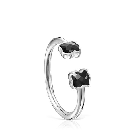 Anillo Mini Onix abierto de Plata con Ónix-0